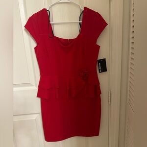 Elegant Red Peplum Dress